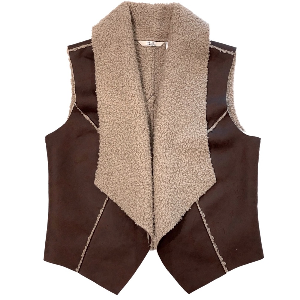 BB Dakota Brown Faux Shearling Vest